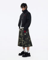 BLACK MONSTERA STAND COLLAR JACKET