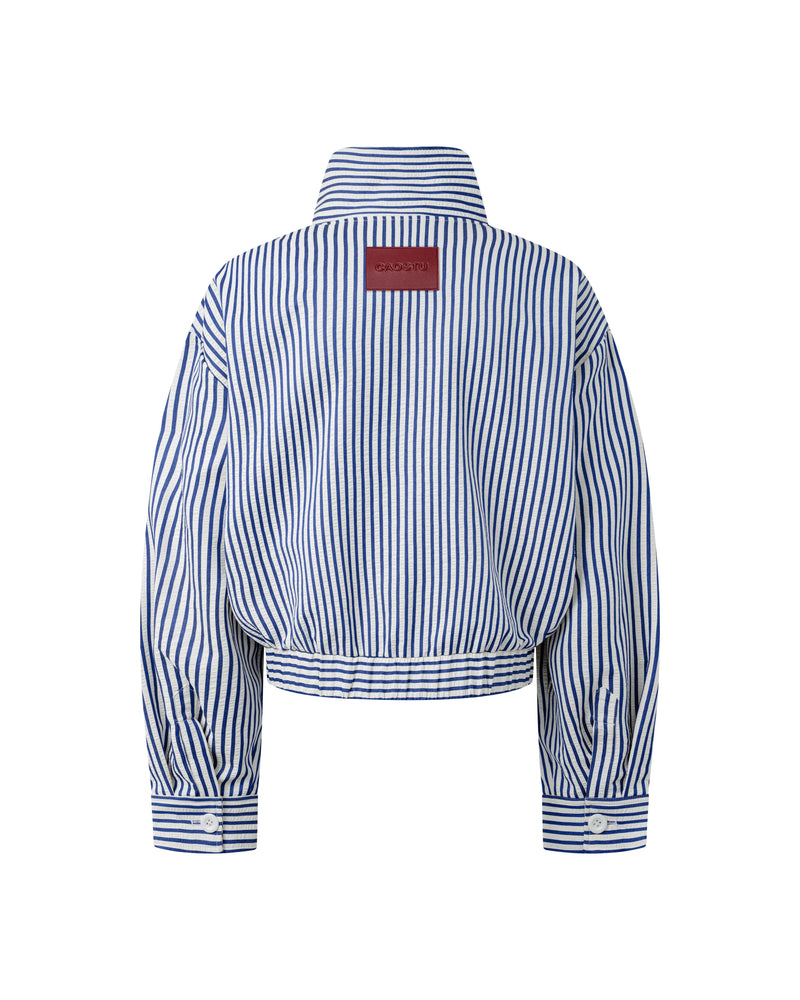 STRIPE MONSTERA STAND COLLAR JACKET