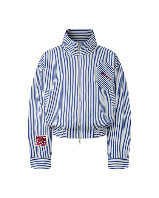 STRIPE MONSTERA STAND COLLAR JACKET