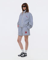STRIPE MONSTERA STAND COLLAR JACKET