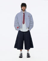 STRIPE MONSTERA STAND COLLAR JACKET