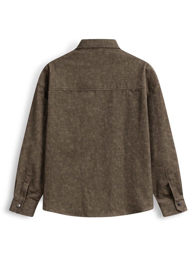 BLEACH EFFECT SHIRT - BROWN