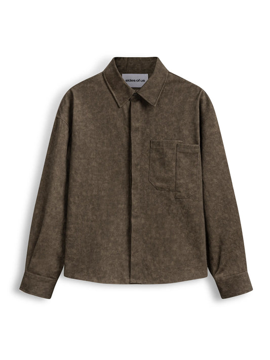 BLEACH EFFECT SHIRT - BROWN