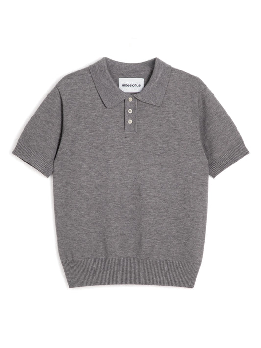 KNIT POLO SHIRT - GREY
