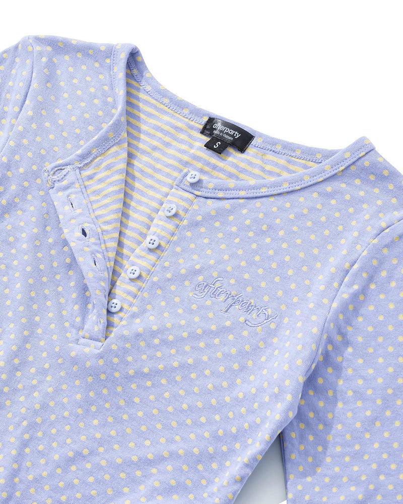 LAVENDER BLUE POLKA DOT LONG SLEEVE