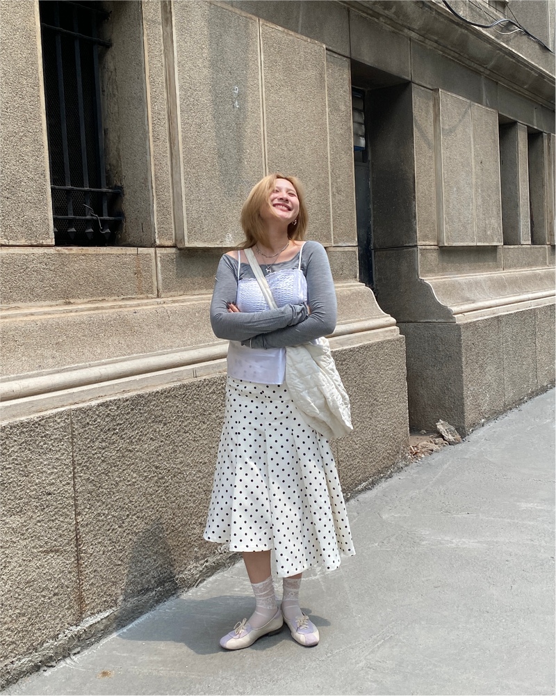 CREAM POLKA DOT RIBAMBELLE SKIRT