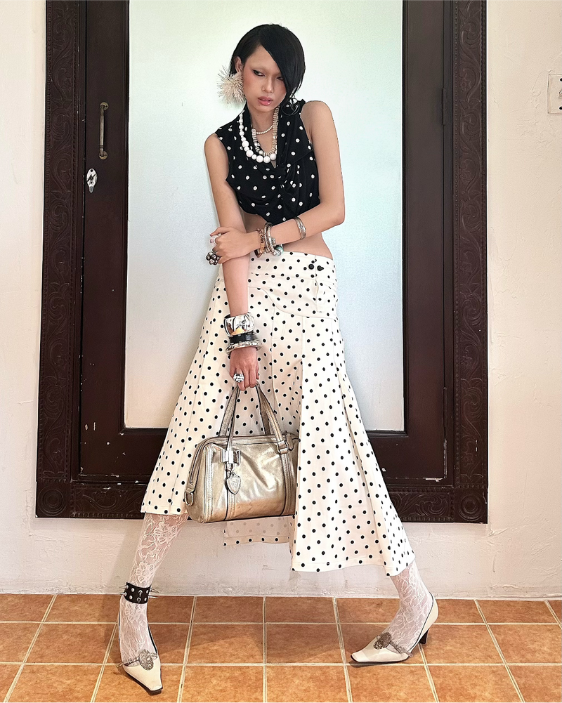 CREAM POLKA DOT RIBAMBELLE SKIRT