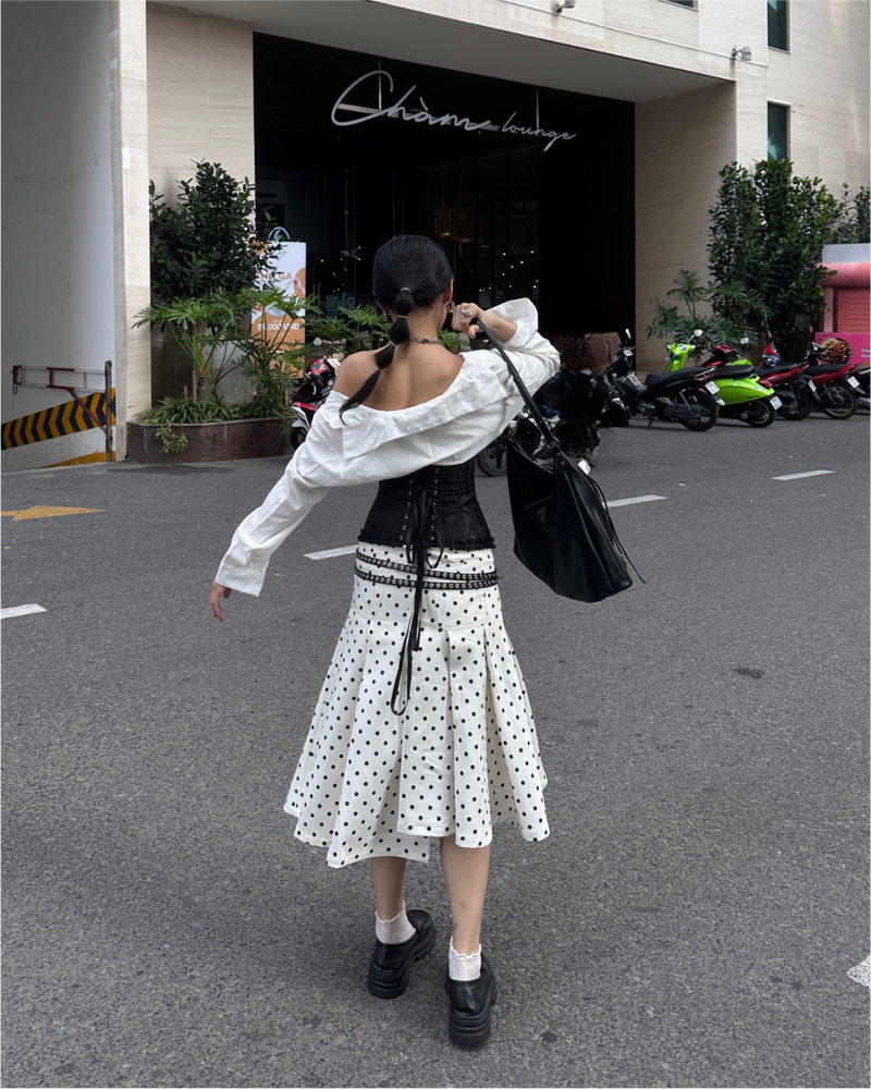 CREAM POLKA DOT RIBAMBELLE SKIRT
