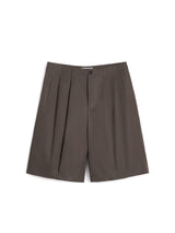 WIDE-LEG KHAKI SHORTS - BROWN