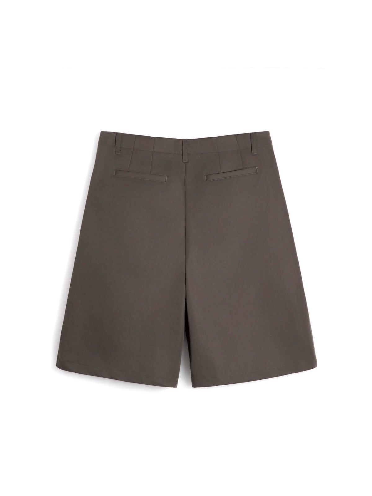 WIDE-LEG KHAKI SHORTS - BROWN