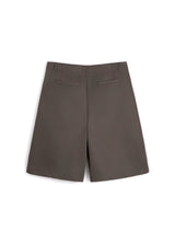 WIDE-LEG KHAKI SHORTS - BROWN
