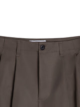 WIDE-LEG KHAKI SHORTS - BROWN