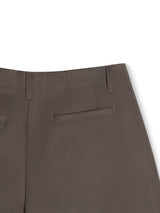 WIDE-LEG KHAKI SHORTS - BROWN