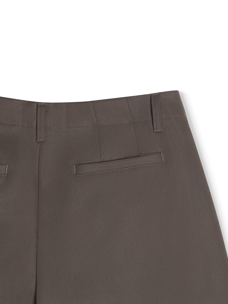 WIDE-LEG KHAKI SHORTS - BROWN