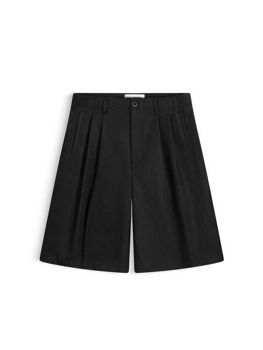 WIDE-LEG KHAKI SHORTS - BLACK