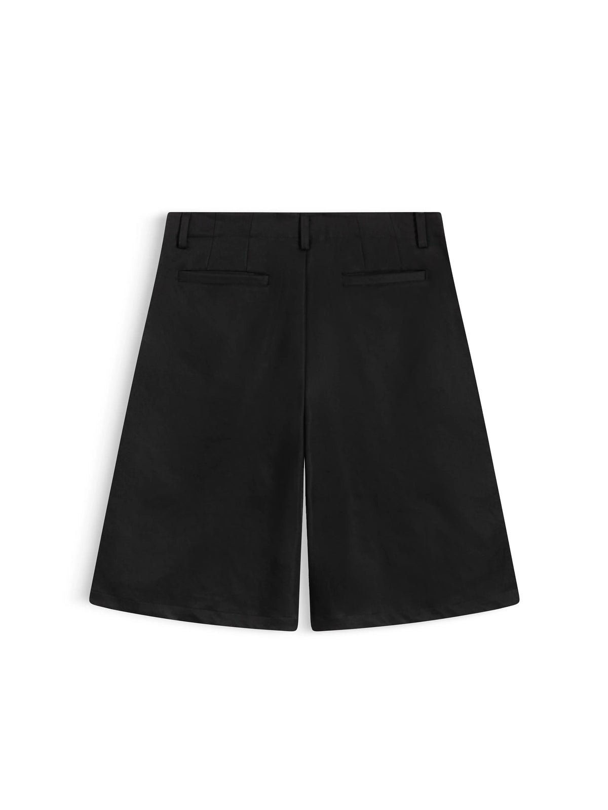 WIDE-LEG KHAKI SHORTS - BLACK