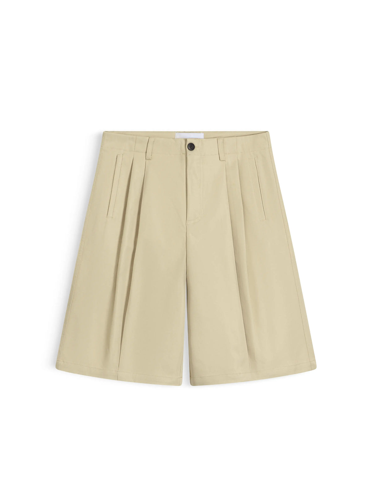 WIDE-LEG KHAKI SHORTS - BEIGE
