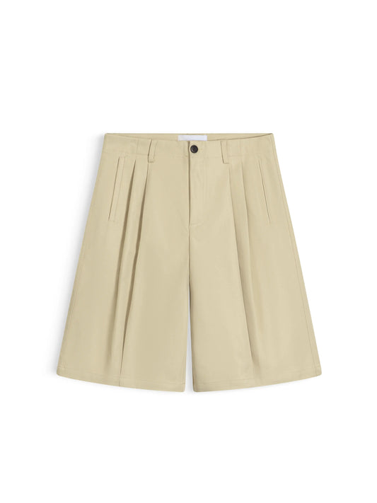 WIDE-LEG KHAKI SHORTS - BEIGE