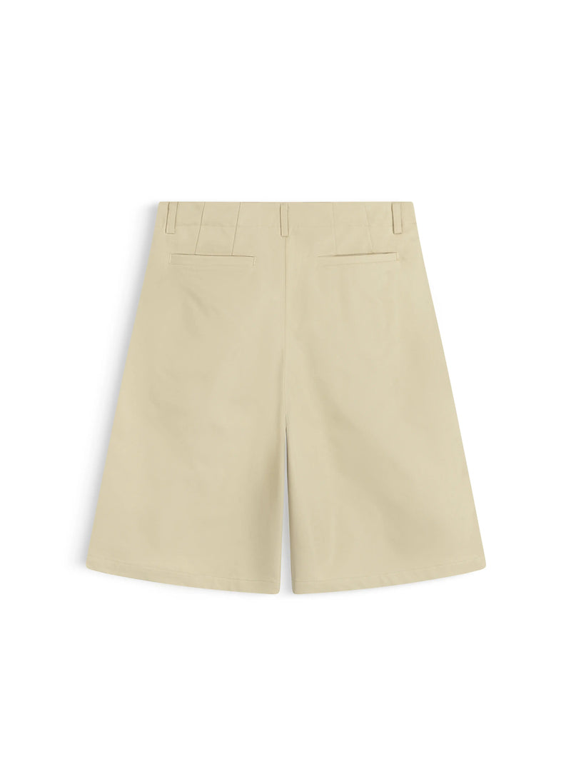 WIDE-LEG KHAKI SHORTS - BEIGE