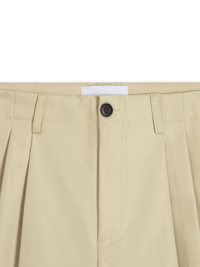 WIDE-LEG KHAKI SHORTS - BEIGE