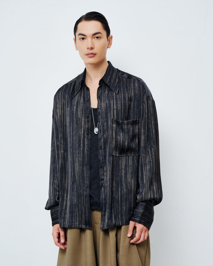 TIE-DYE SATIN SHIRT BLACK 