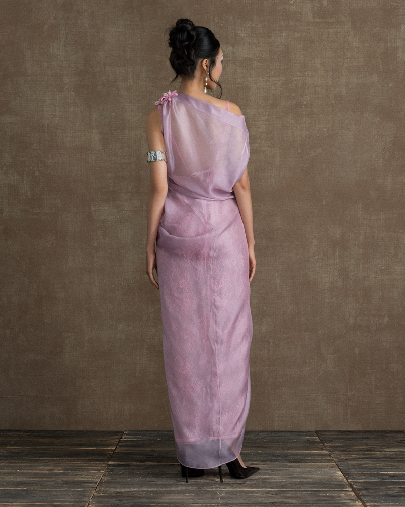 DUSTY PINK LA JOCONDE DE L'ORIENT CHIFFON GOWN (SET)
