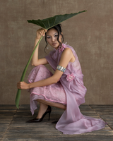 DUSTY PINK LA JOCONDE DE L'ORIENT CHIFFON GOWN (SET)
