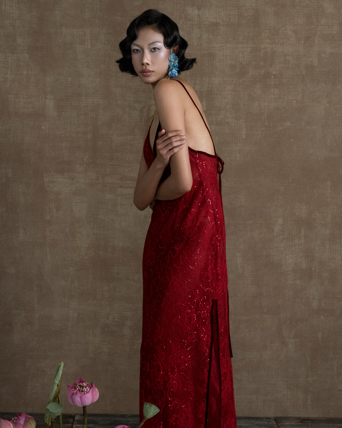 RUBY RED LA JOCONDE DE L'ORIENT CHIFFON GOWN (SET)