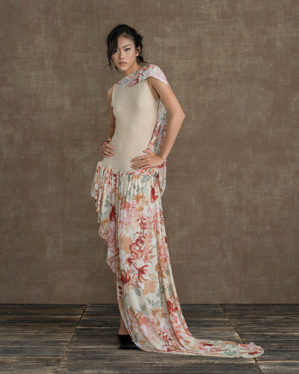 AUTUMN FLOWERS LE PETIT COURS D’EAU SHEER DRESS