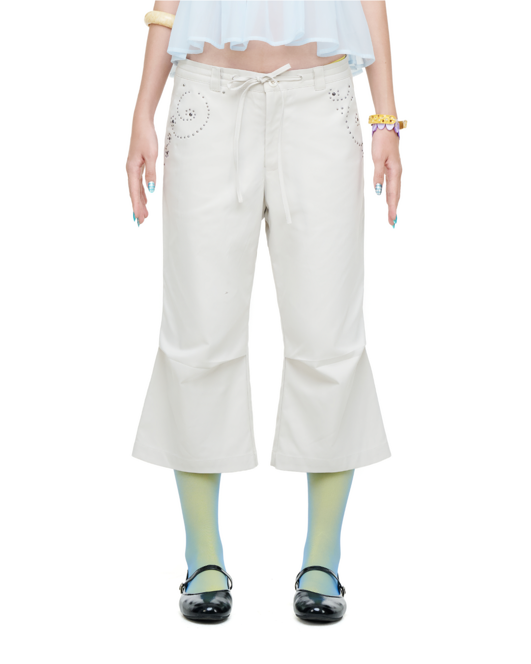 CREAMY PEPITES CAPRI PANTS