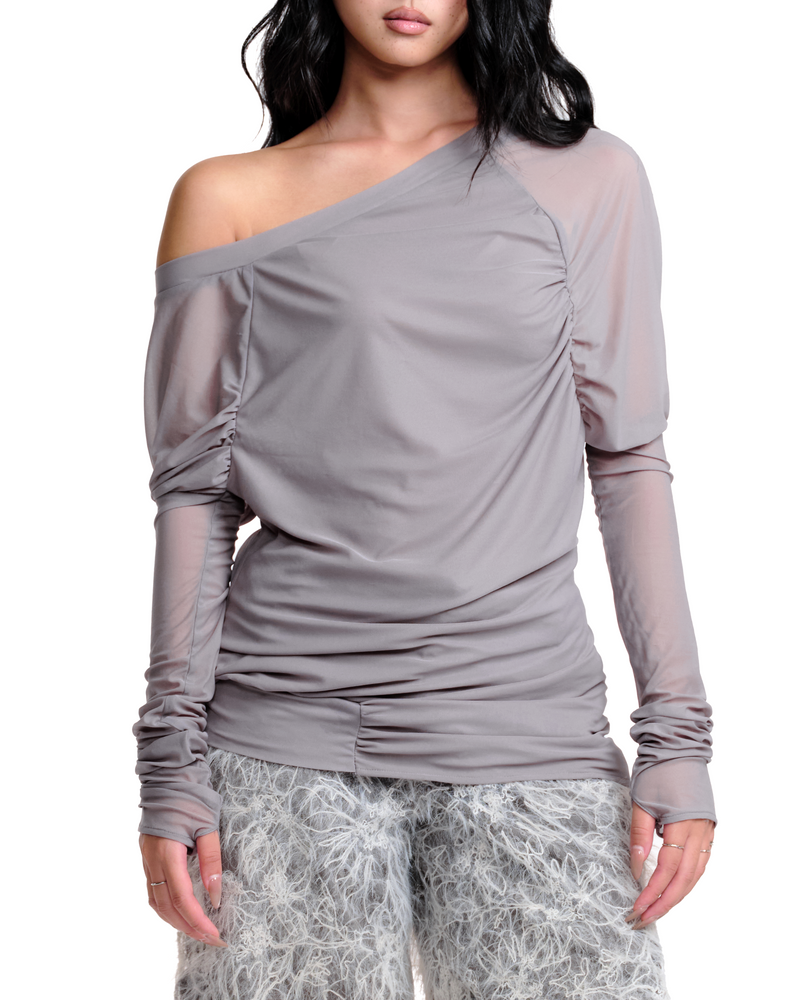 GREY ABYSS OFF-SHOULDER TOP