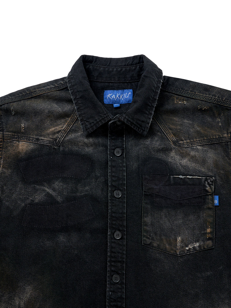 ZANZO GRAY WASHED DENIM SHIRT
