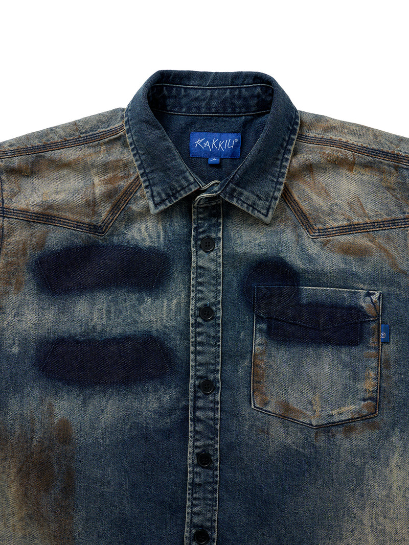 ZANZO BLUE WASHED DENIM SHIRT