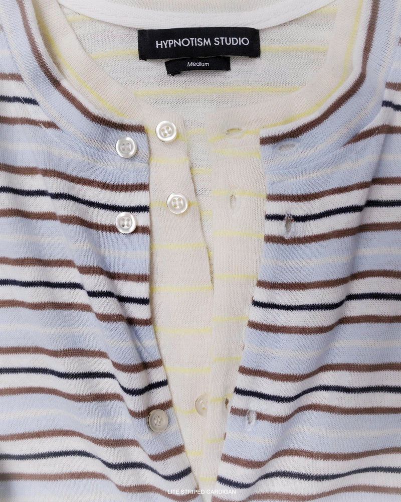 LIGHT BLUE LITE STRIPED CARDIGAN 