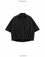 BLACK PLEATED OVER SHIRT