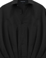 BLACK PLEATED OVER SHIRT