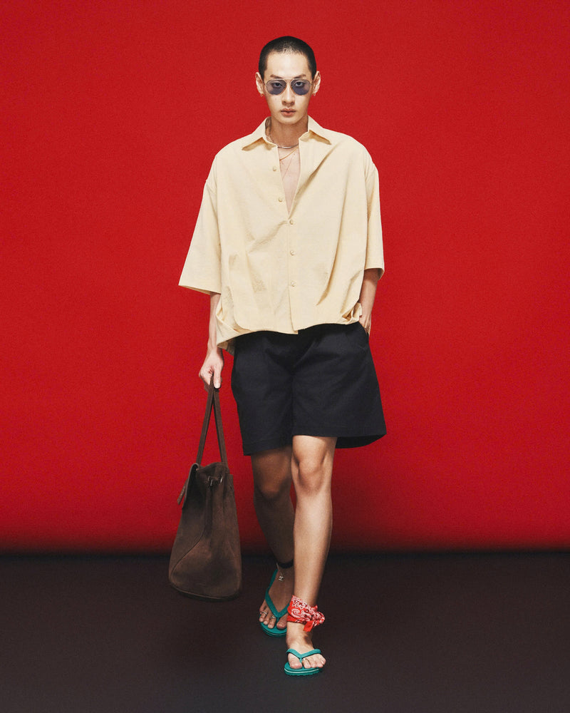BEIGE PLEATED OVER SHIRT
