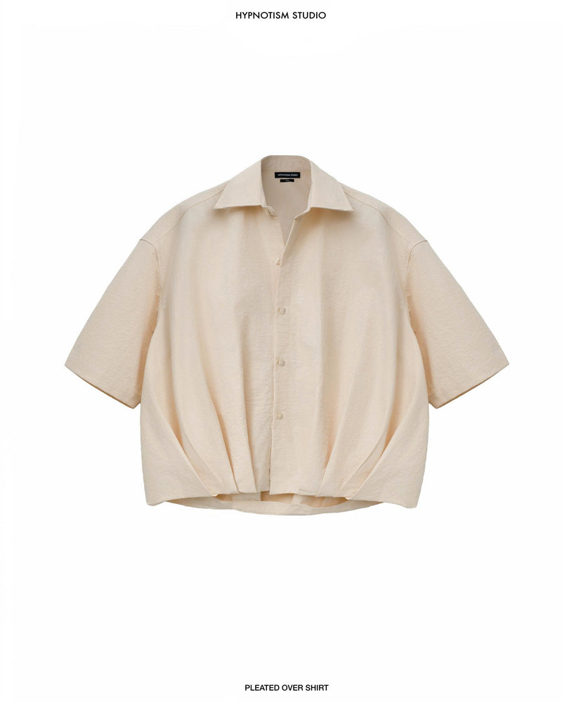 BEIGE PLEATED OVER SHIRT