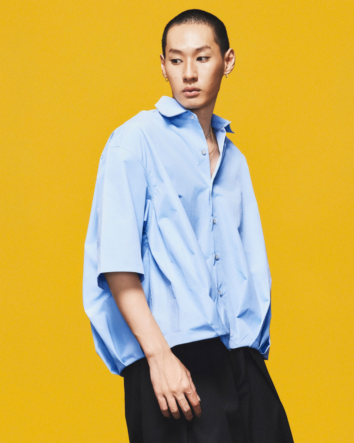 LIGHT BLUE PLEATED OVER SHIRT