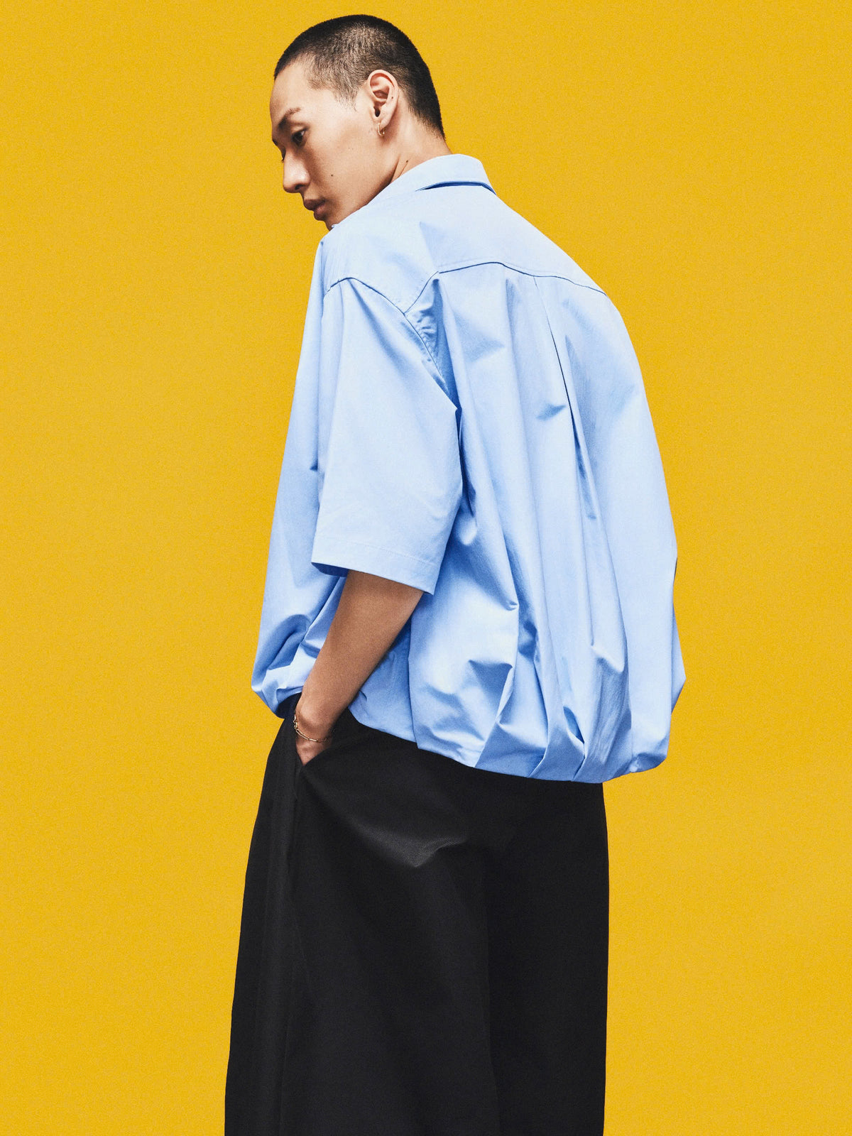 LIGHT BLUE PLEATED OVER SHIRT