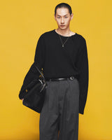 BLACK ASYM WAFFLE SHIRT