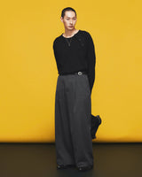 BLACK ASYM WAFFLE SHIRT
