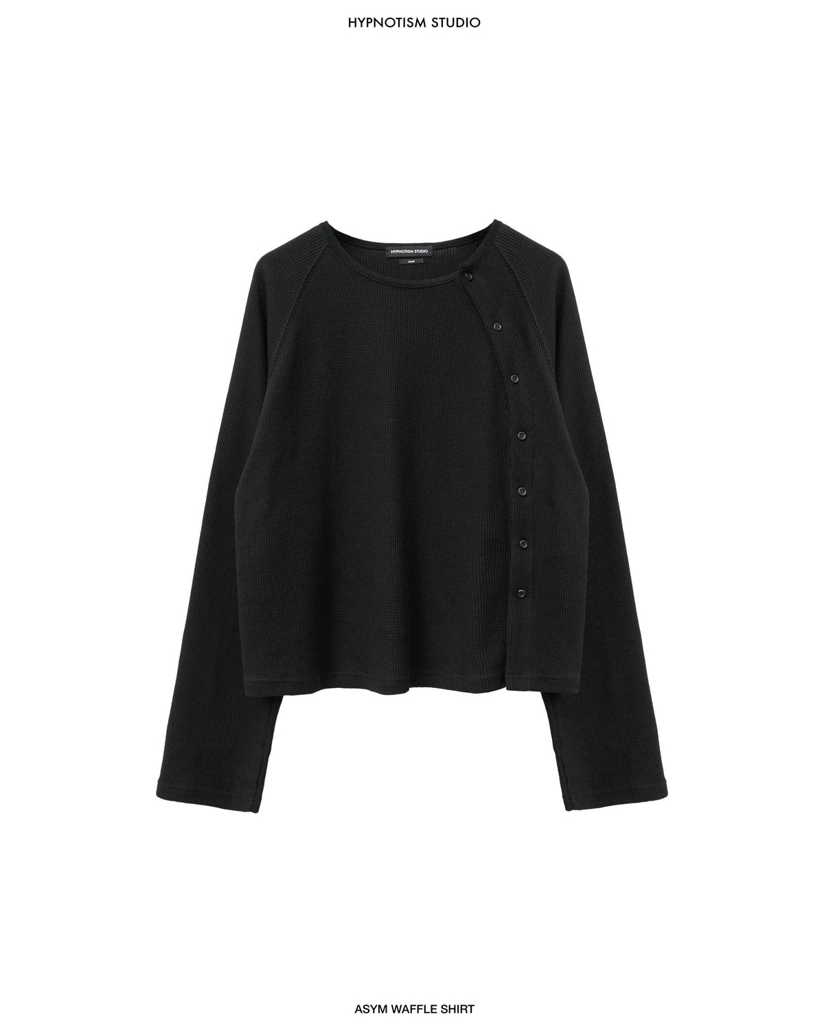 BLACK ASYM WAFFLE SHIRT