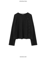 BLACK ASYM WAFFLE SHIRT