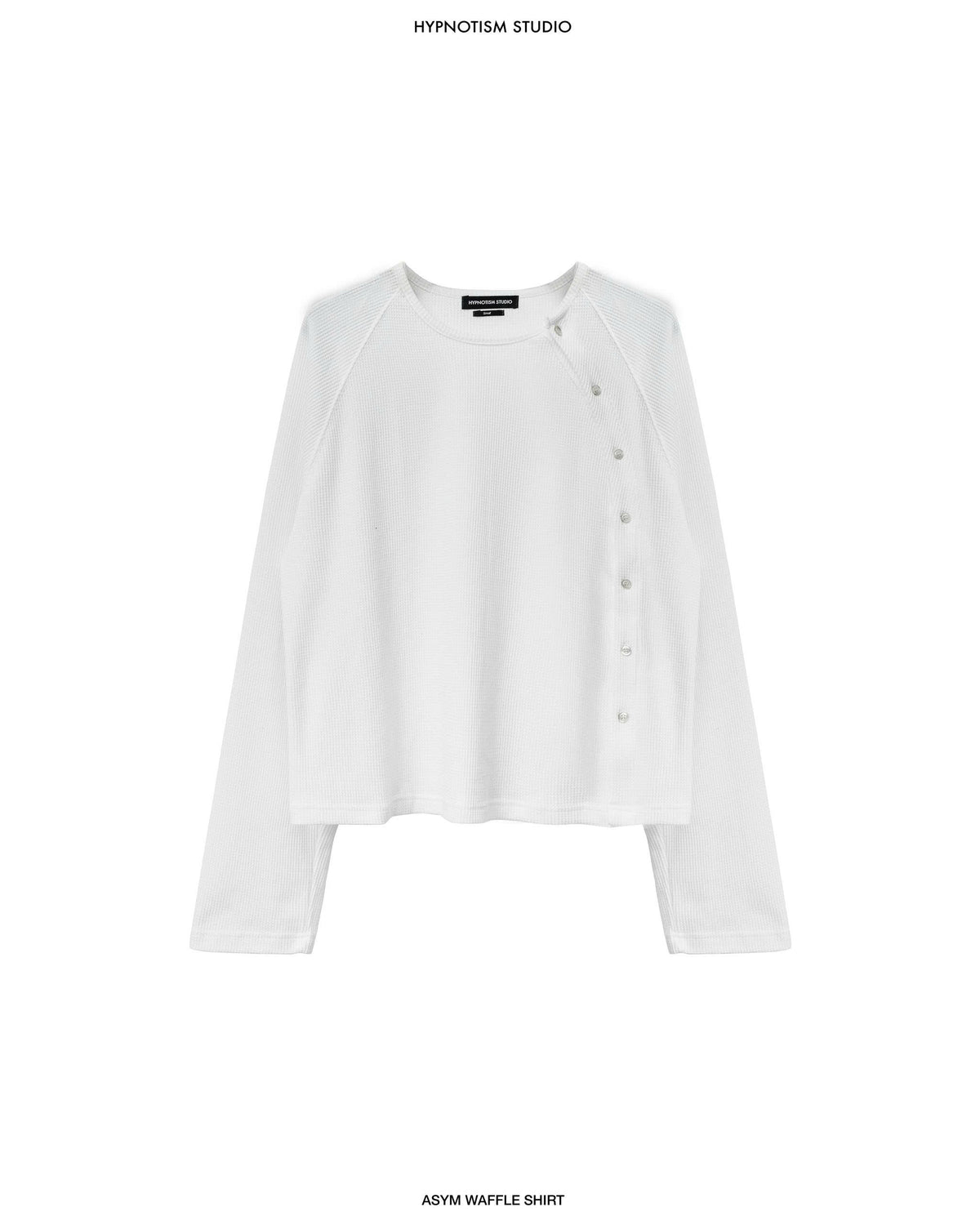 WHITE ASYM WAFFLE SHIRT