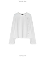 WHITE ASYM WAFFLE SHIRT