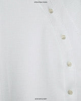 WHITE ASYM WAFFLE SHIRT