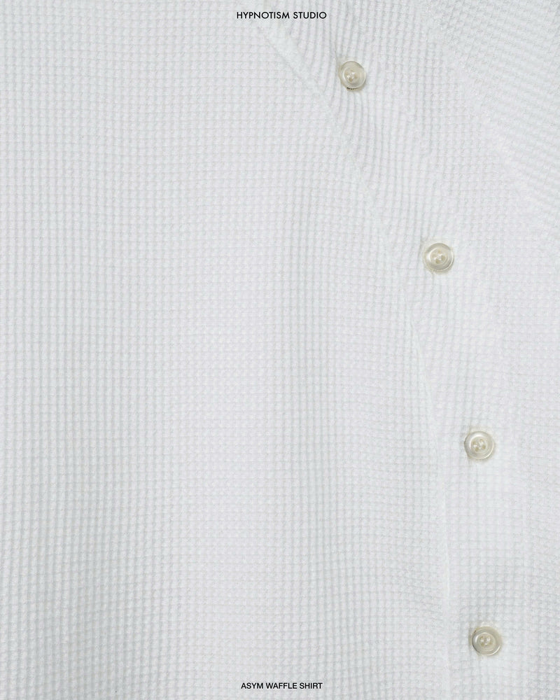 WHITE ASYM WAFFLE SHIRT