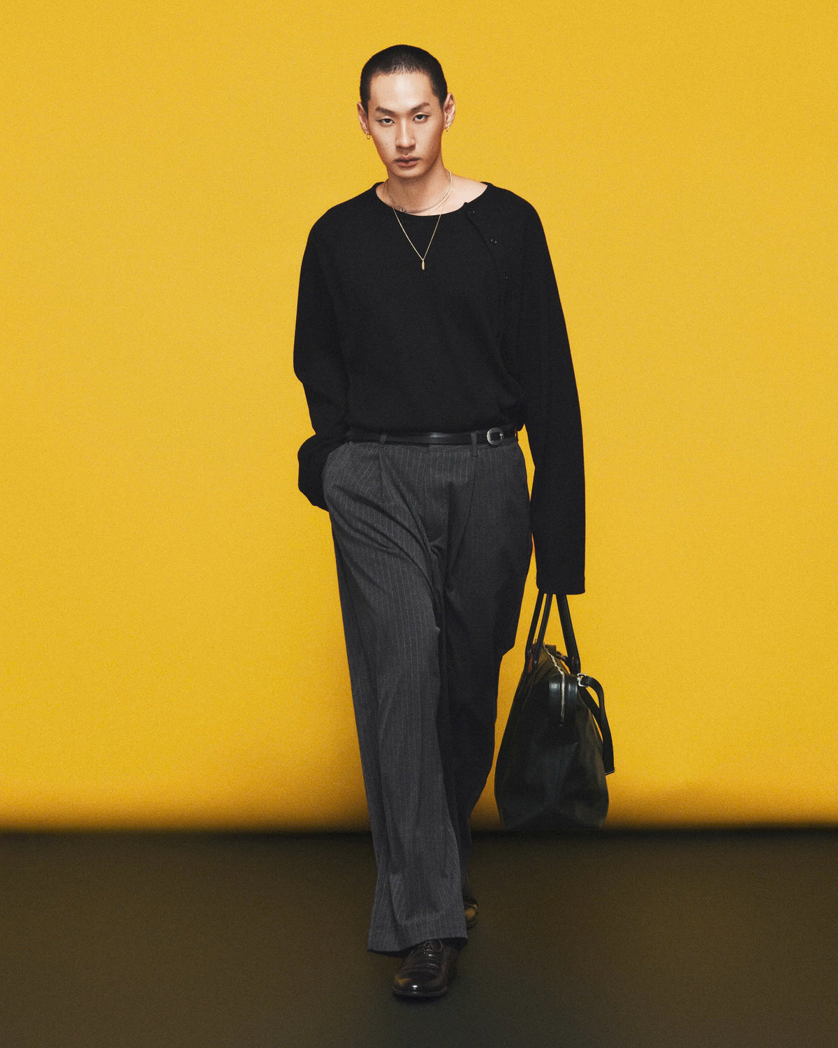 GREY STRIPED AXIS TROUSERS