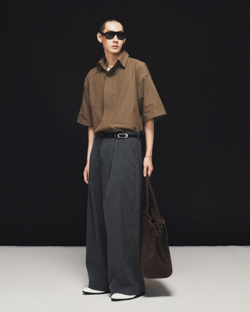GREY STRIPED AXIS TROUSERS